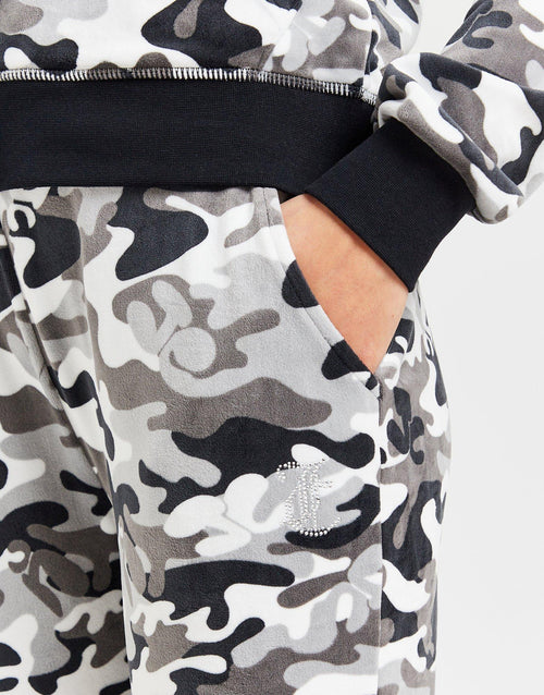 Diamante Velour Camo Track Pants