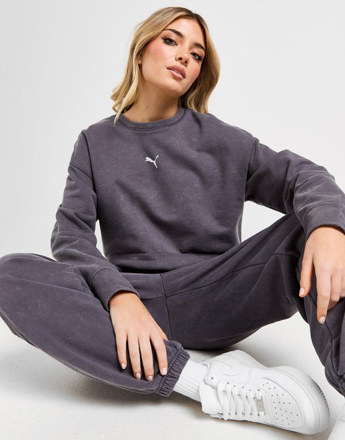 Washed Crop Crew Sweatshirt