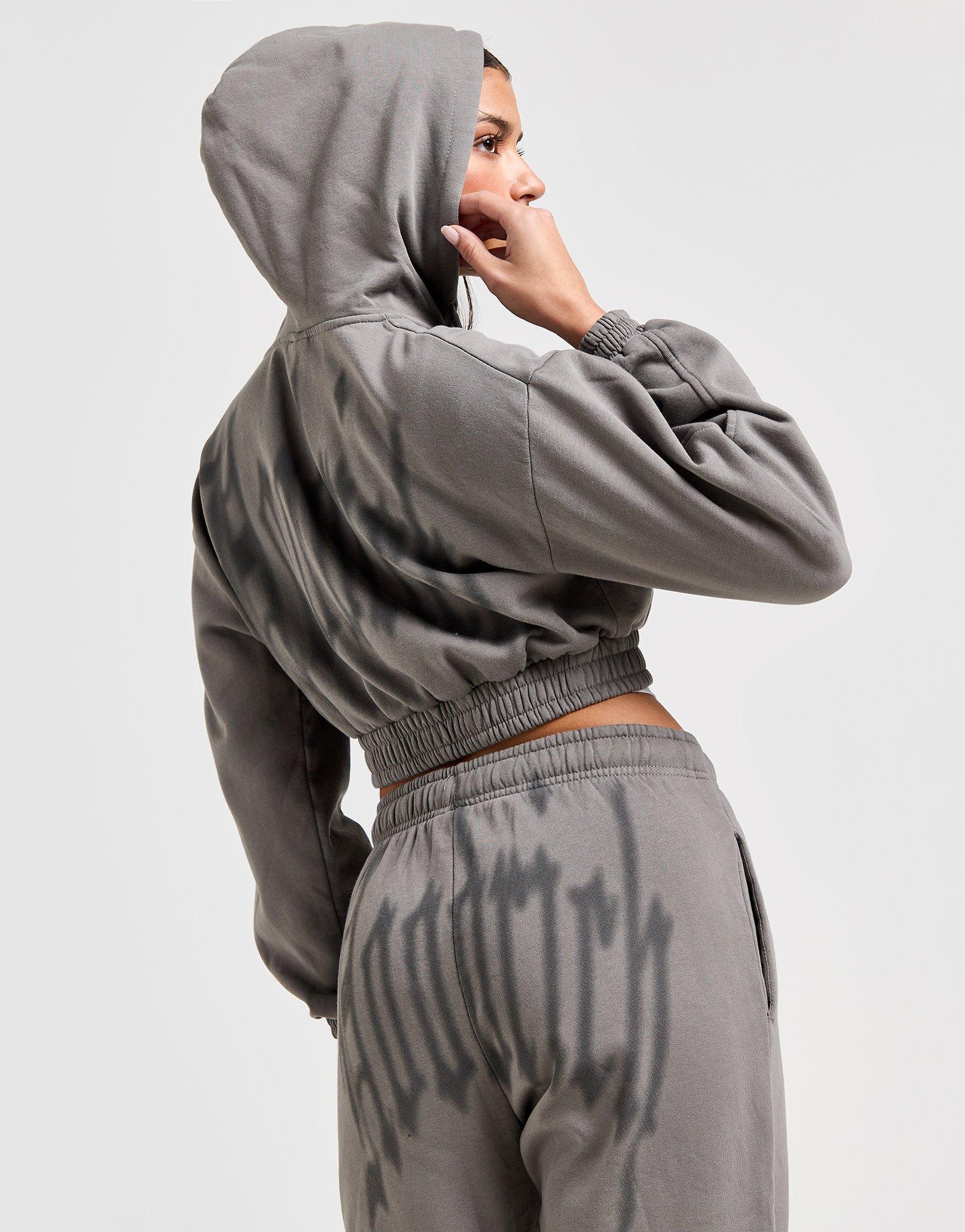 Grey Hoodrich Tagra Full Zip Cropped Hoodie - JD Sports Singapore