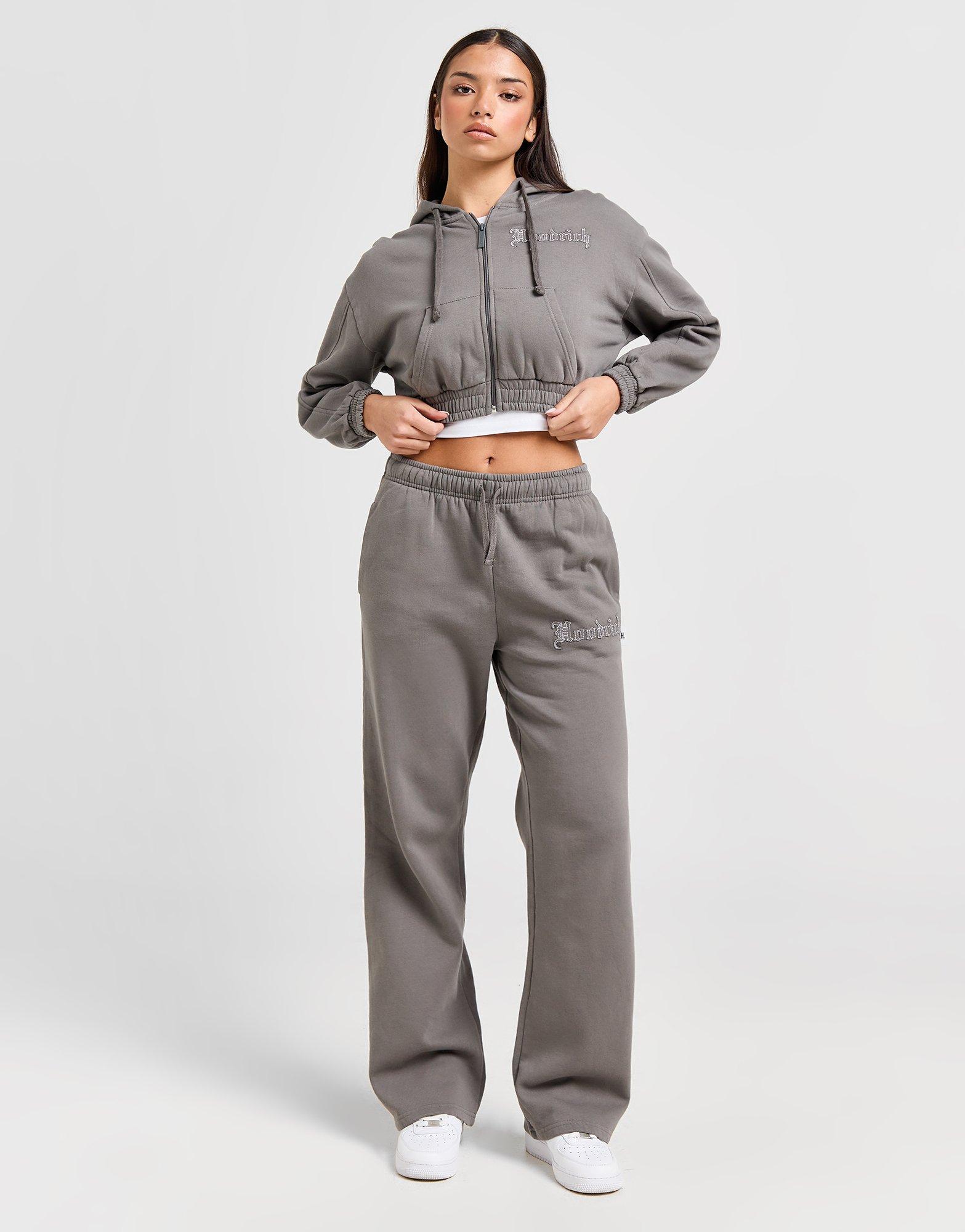 Grey Hoodrich Tagra Full Zip Cropped Hoodie - JD Sports Singapore