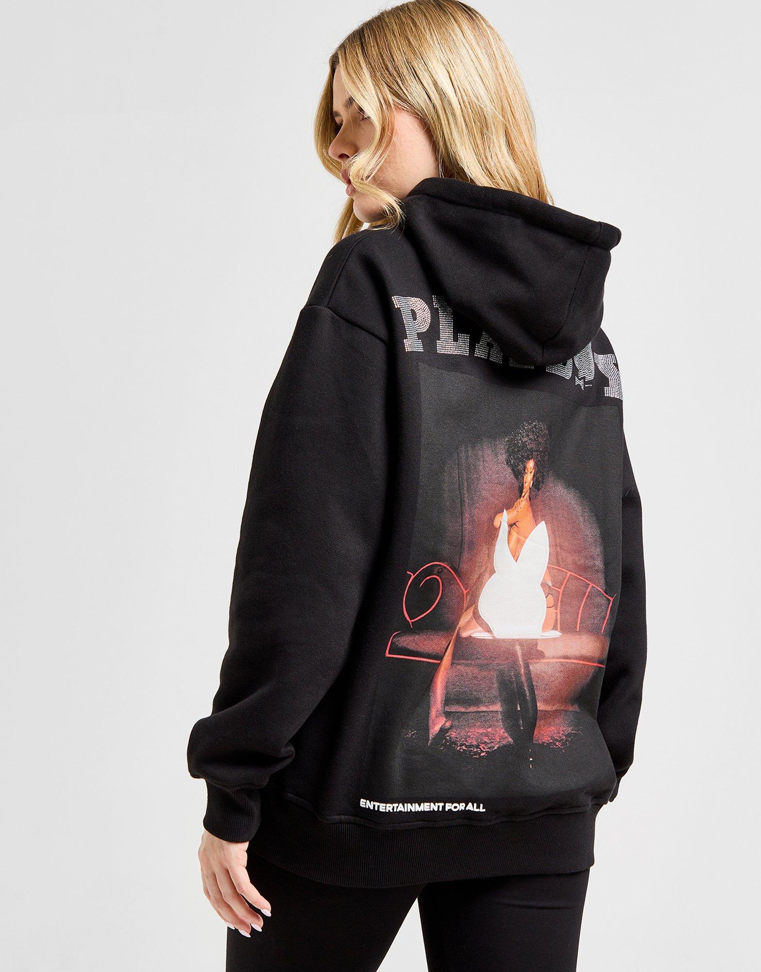 Black Playboy Chair Graphic Diamante Logo Hoodie - JD Sports Singapore