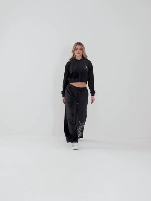Diamante Velour Wide Joggers