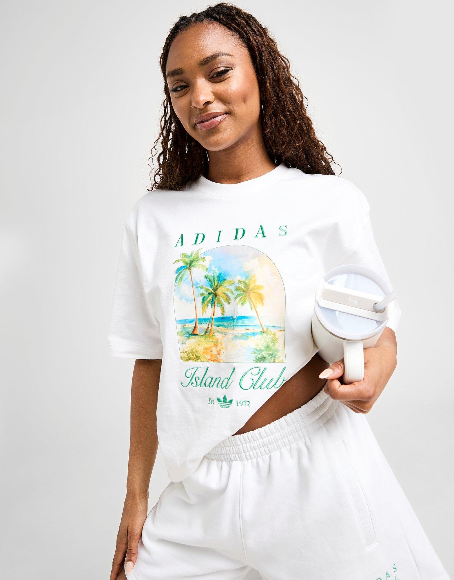 White adidas Island Club Boyfriend T-Shirt - JD Sports Singapore