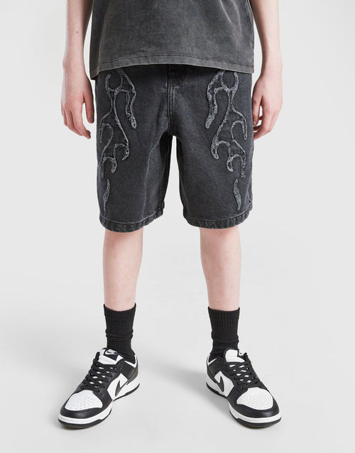 Flame Denim Shorts Junior's