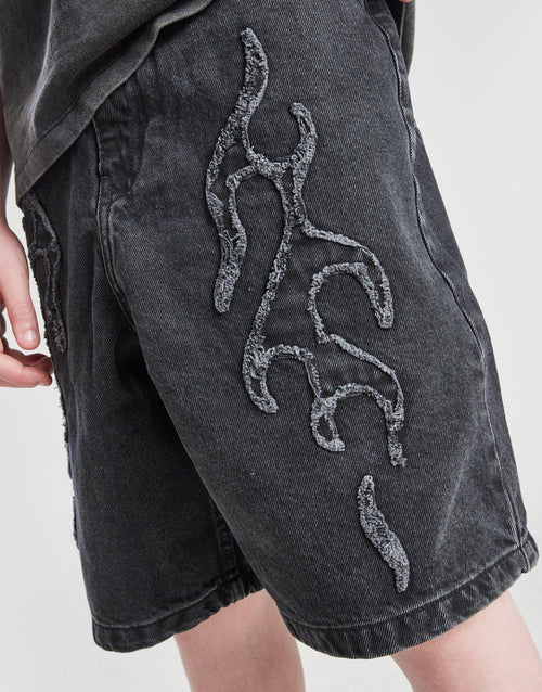Flame Denim Shorts Junior's