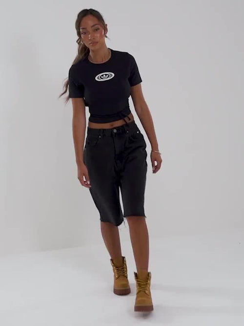 Ribbed Cut Out T-Shirt