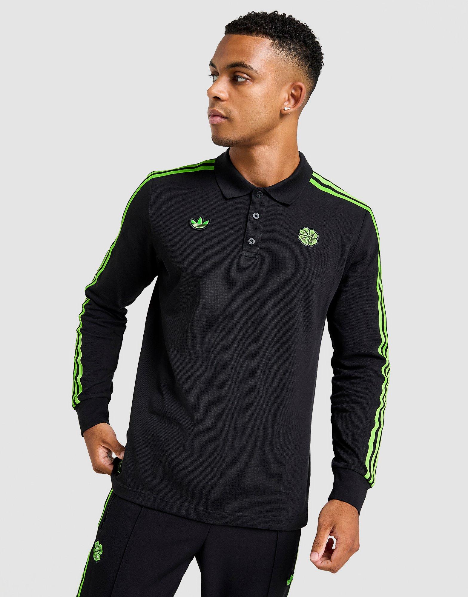 Black adidas Celtic Icons Long Sleeve Polo Shirt - JD Sports Singapore