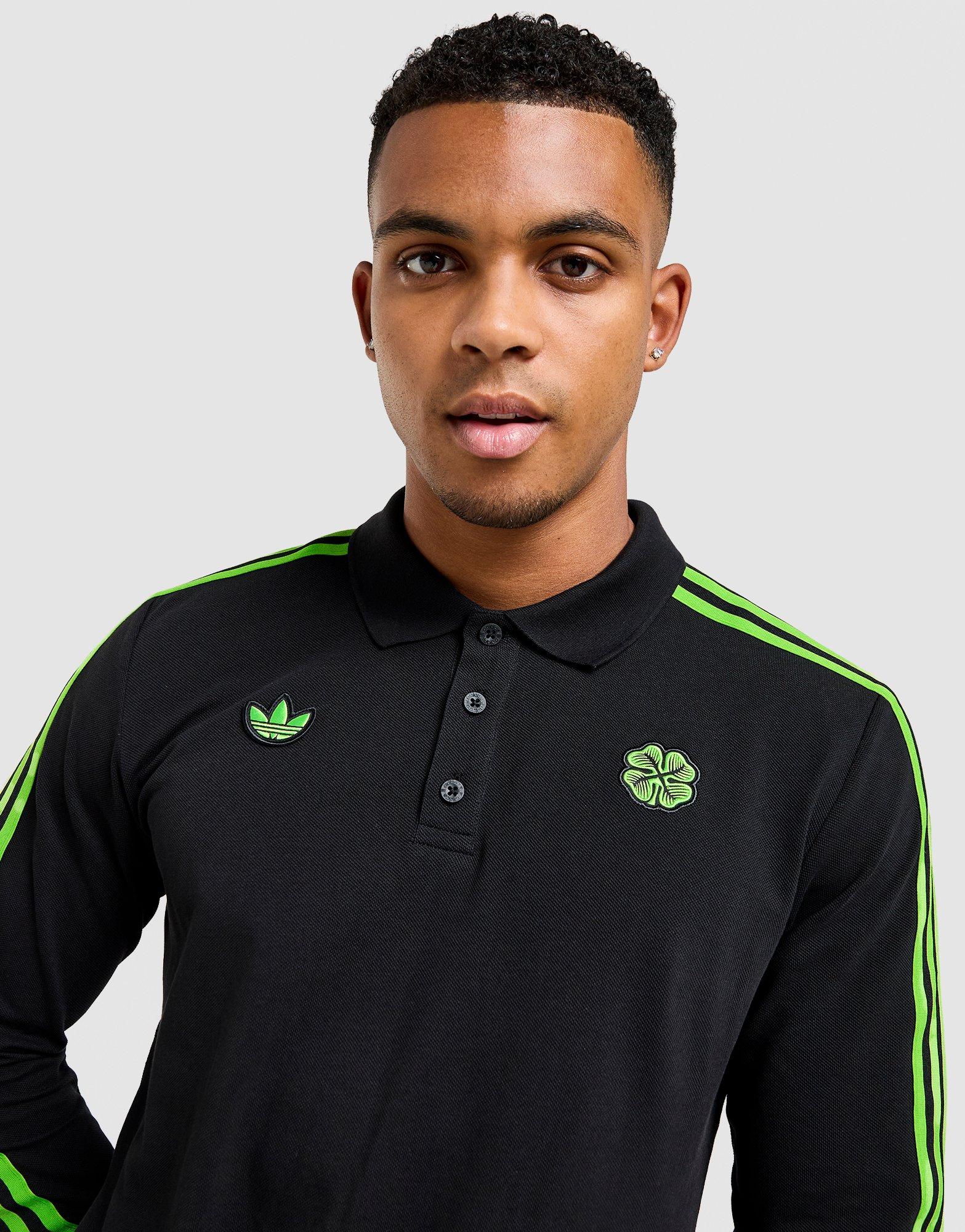 Black adidas Celtic Icons Long Sleeve Polo Shirt - JD Sports Singapore