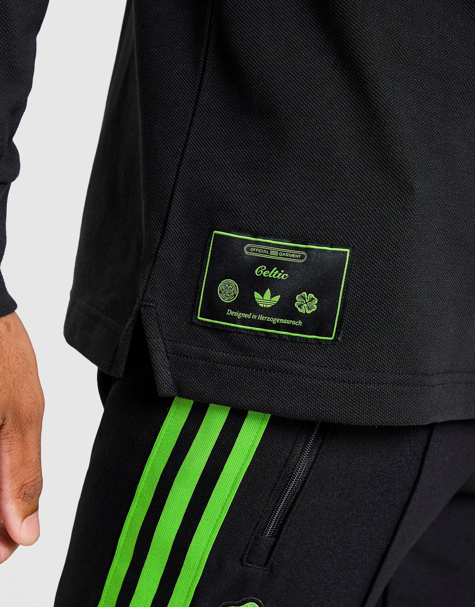 Black adidas Celtic Icons Long Sleeve Polo Shirt - JD Sports Singapore