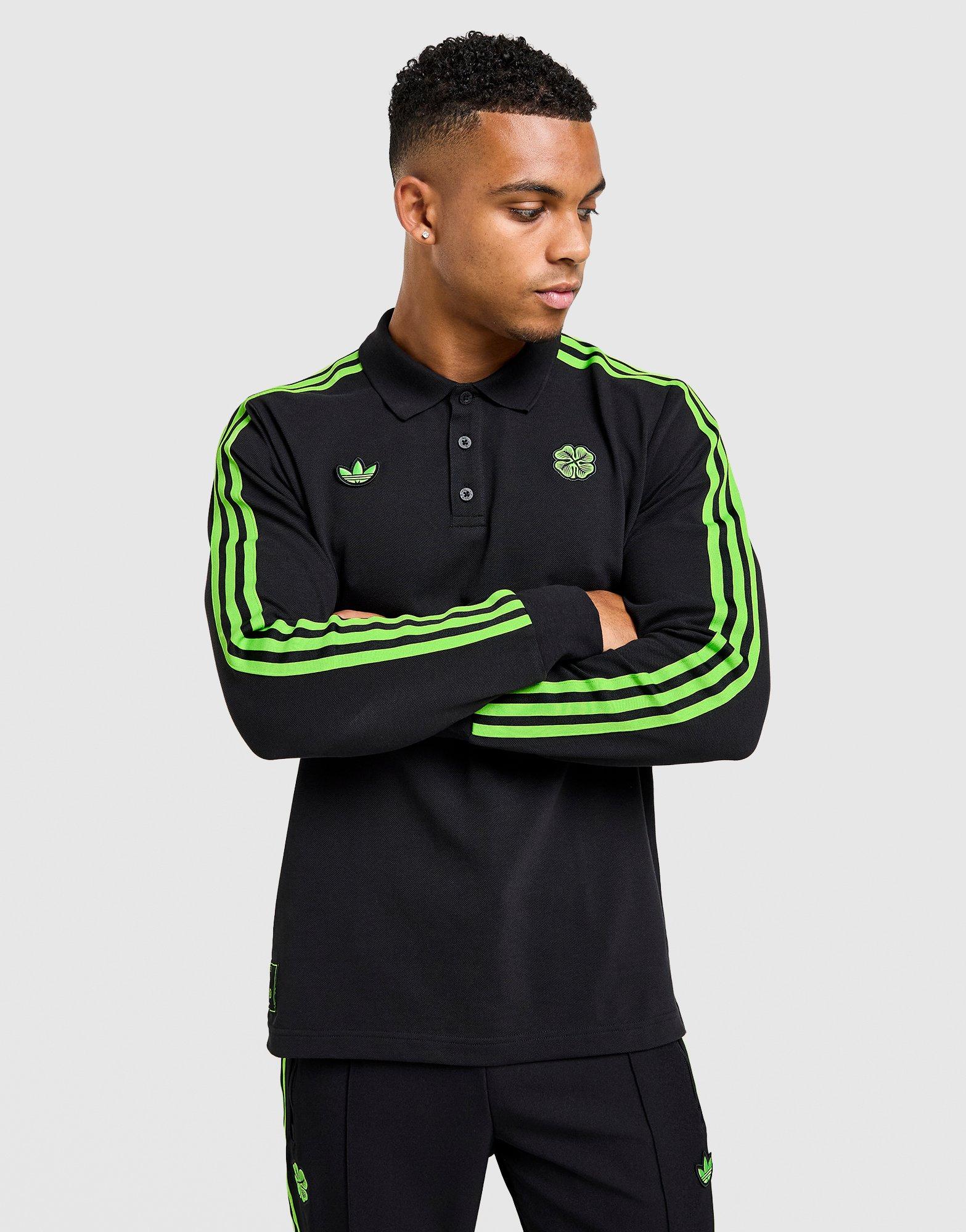 Black adidas Celtic Icons Long Sleeve Polo Shirt - JD Sports Singapore