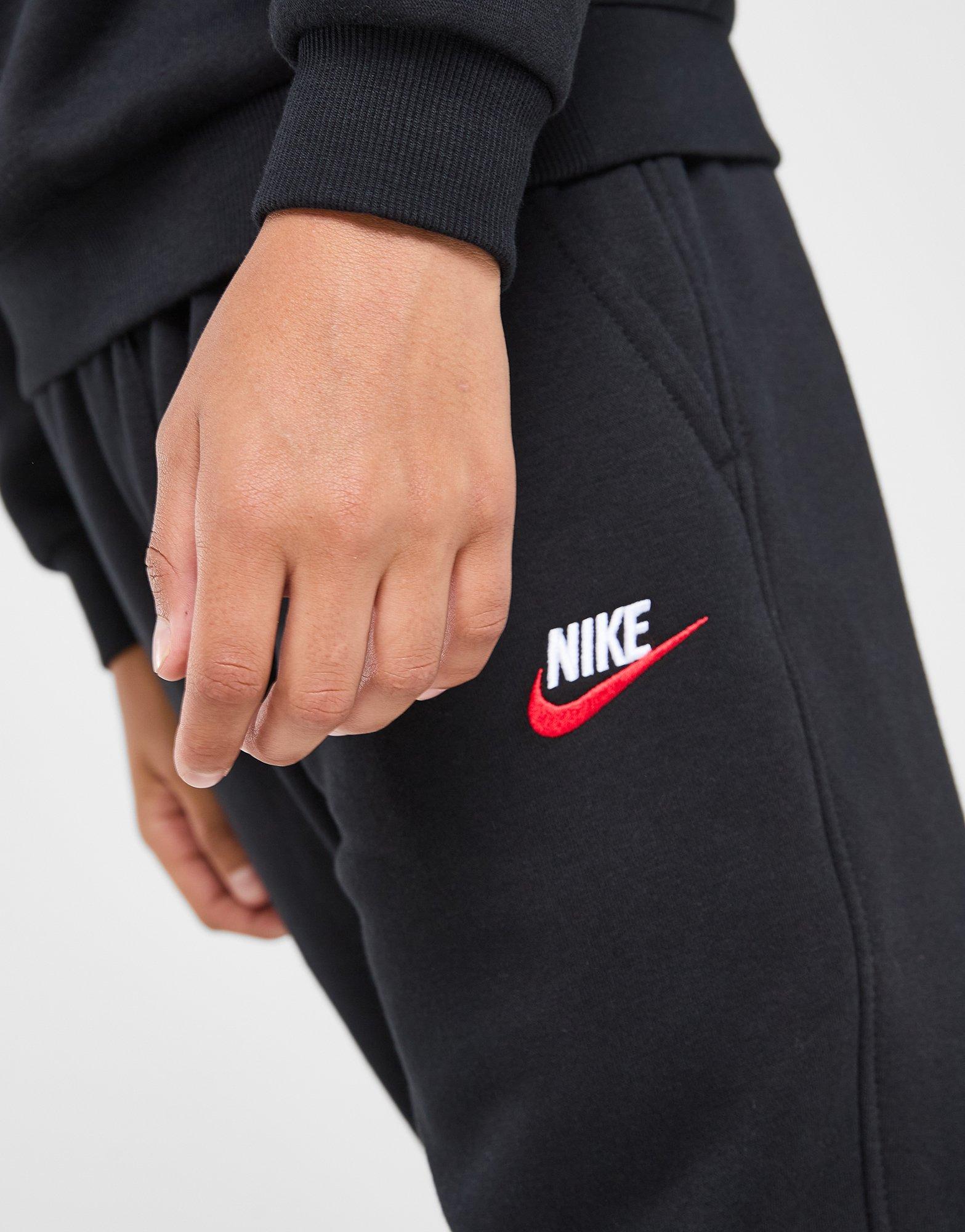 black nike joggers red tick