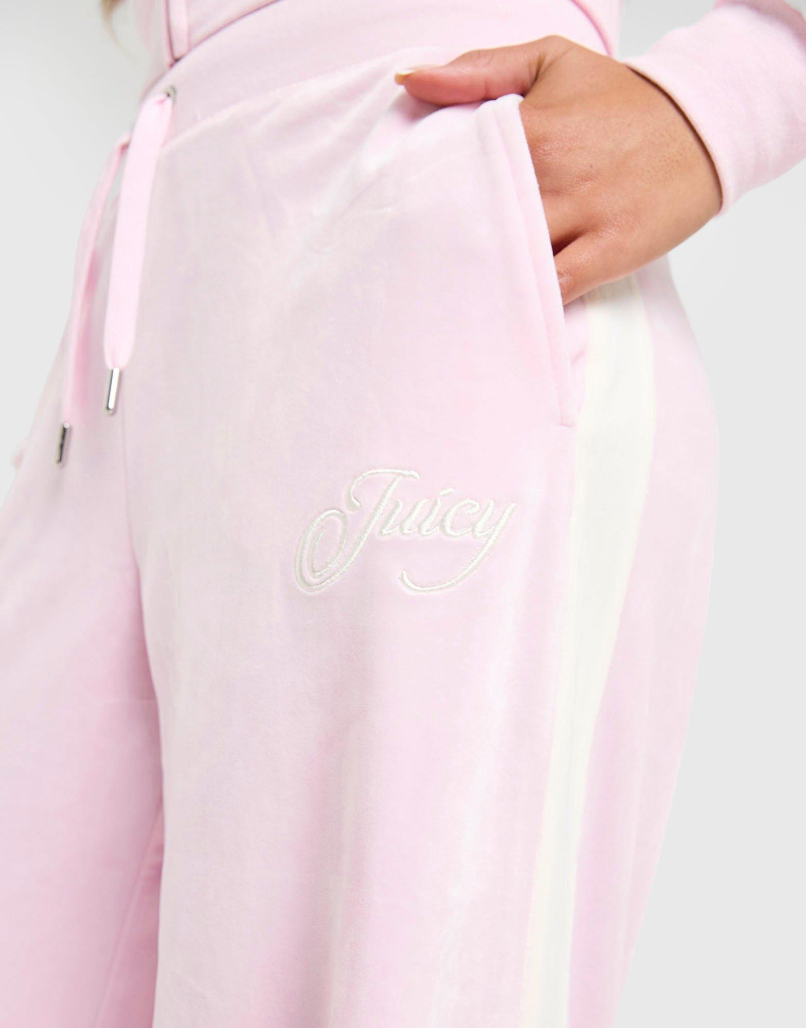 Pink Juicy Couture Script Velour Wide Track Pants - JD Sports