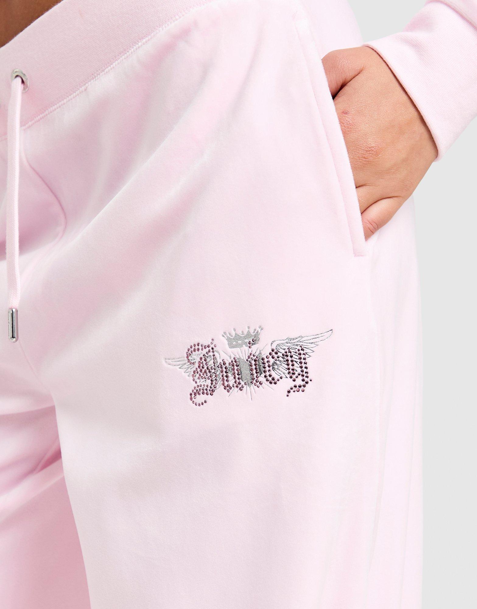 Pink Juicy Couture Angel Velour Diamante Wide Joggers - JD Sports