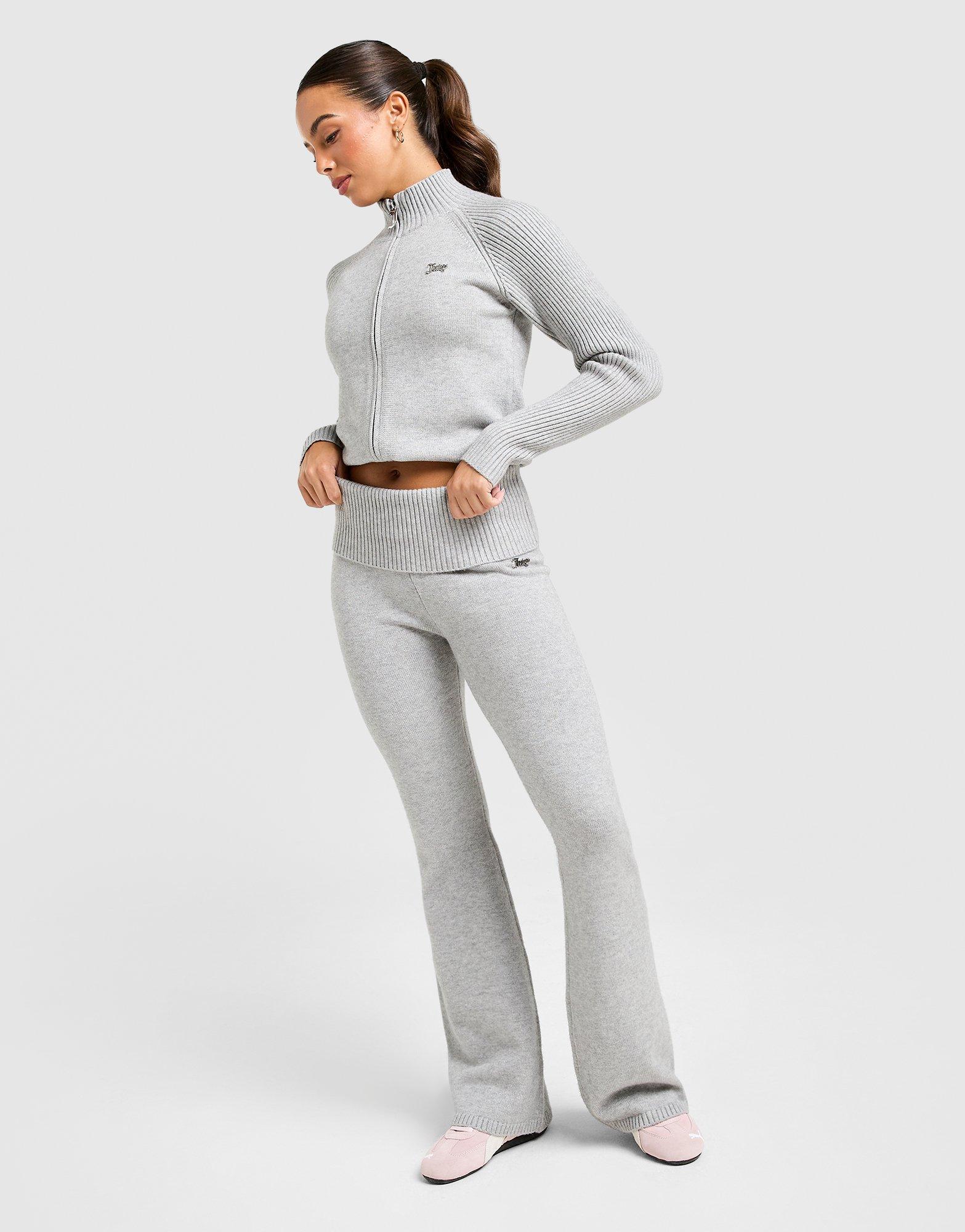 Juicy Couture ライトグレー ベロア　パンツ Grey Juicy Couture Knit Fold Over Flare Joggers - JD Sports Singapore