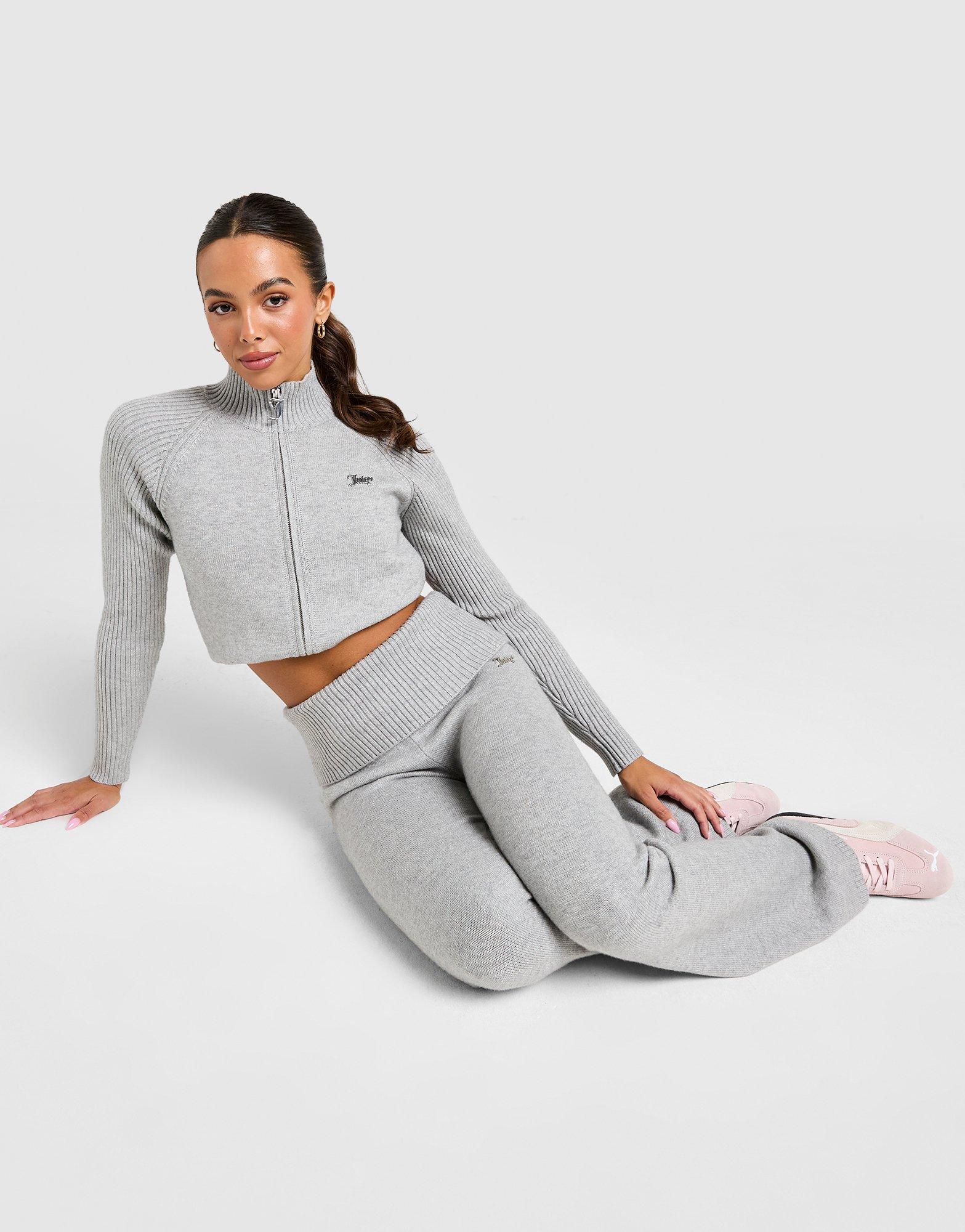 Grey Juicy Couture Knit Fold Over Flare Joggers - JD Sports Singapore