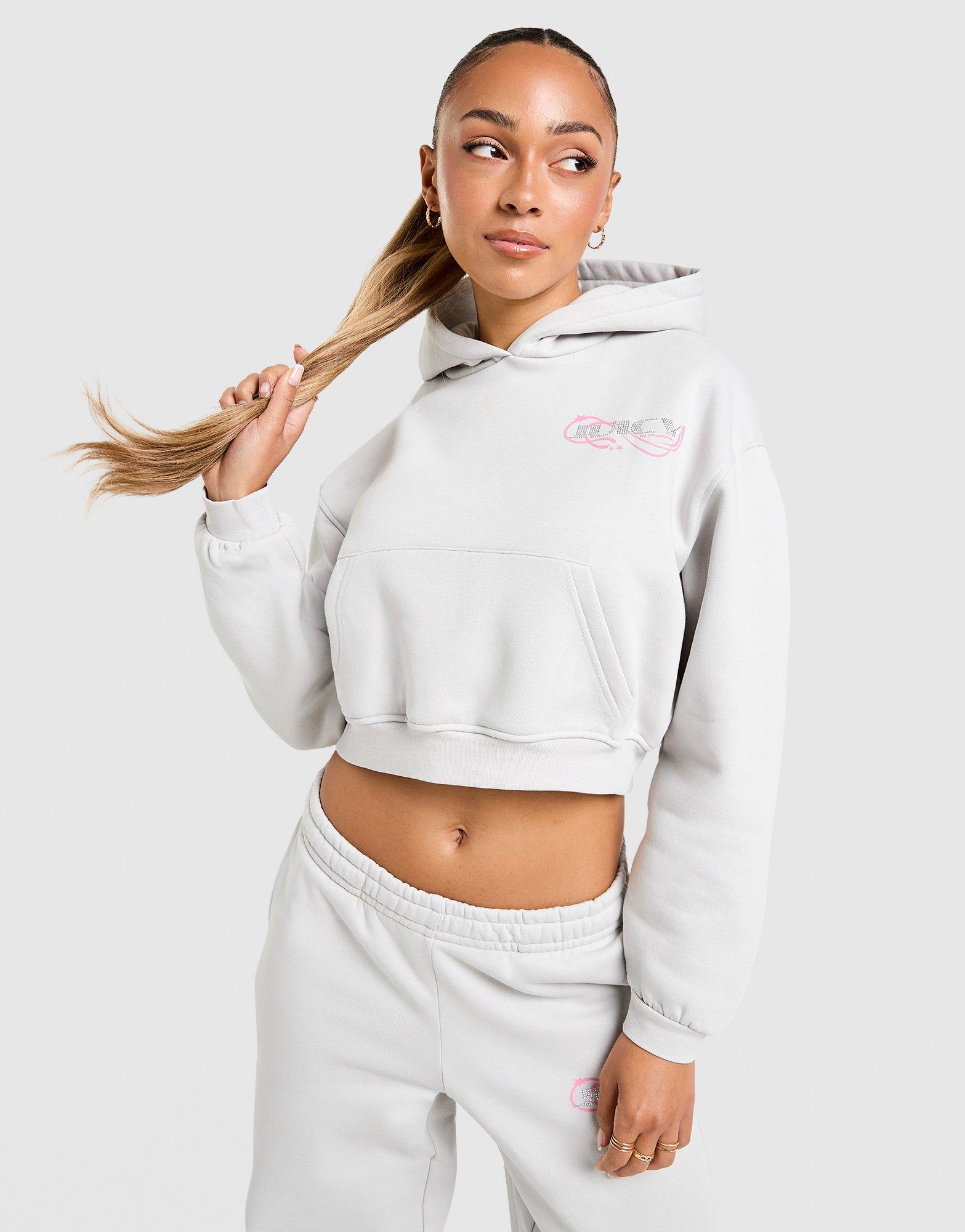 juicy Grey Juicy Couture Y2K Diamante Fleece Hoodie - JD Sports Singapore