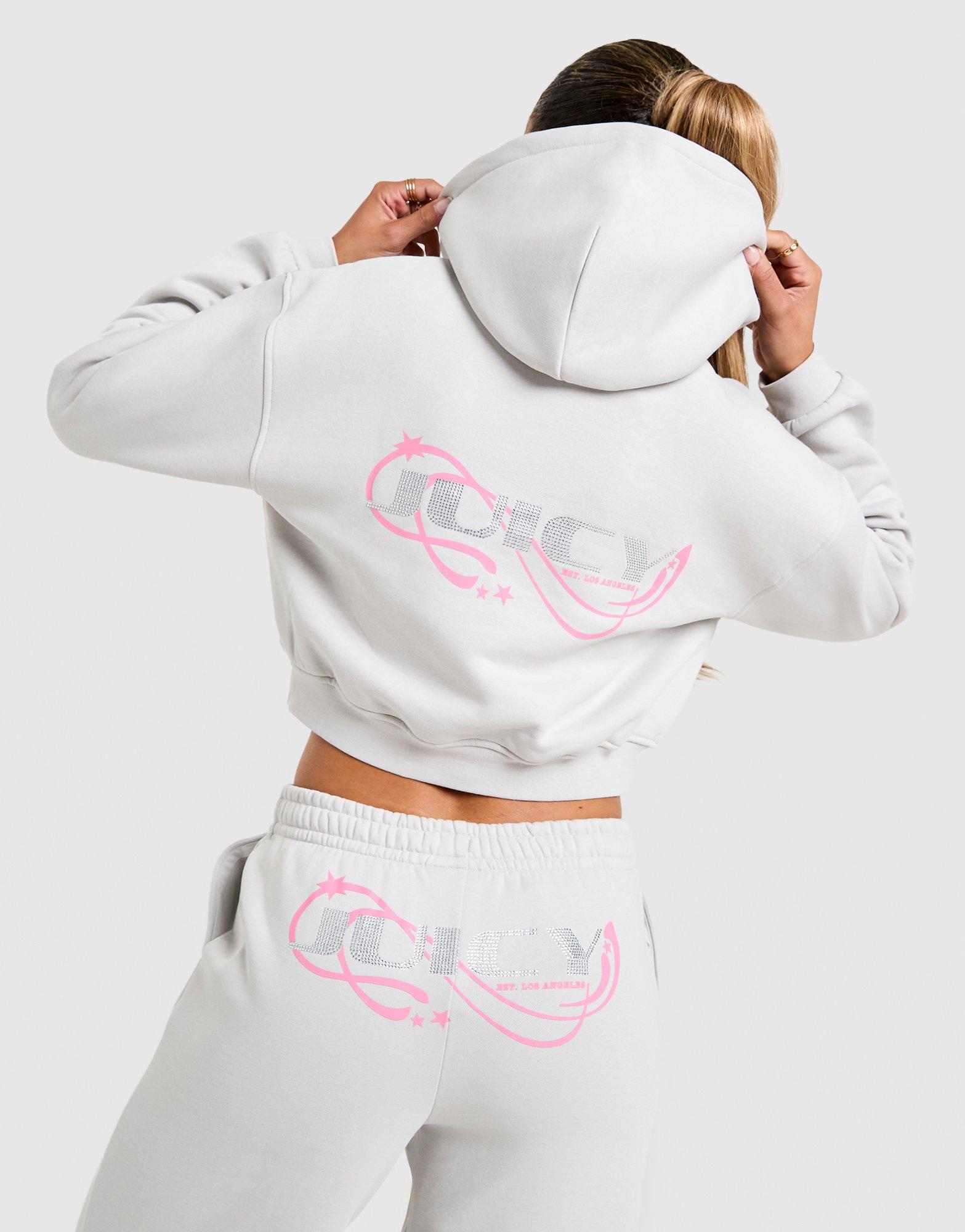Grey Juicy Couture Y2K Diamante Fleece Hoodie - JD Sports Singapore