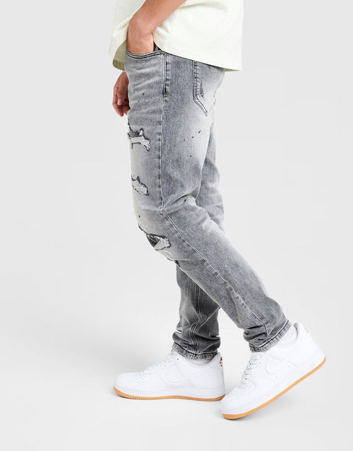 Rhinestone Slim Ripped Jeans