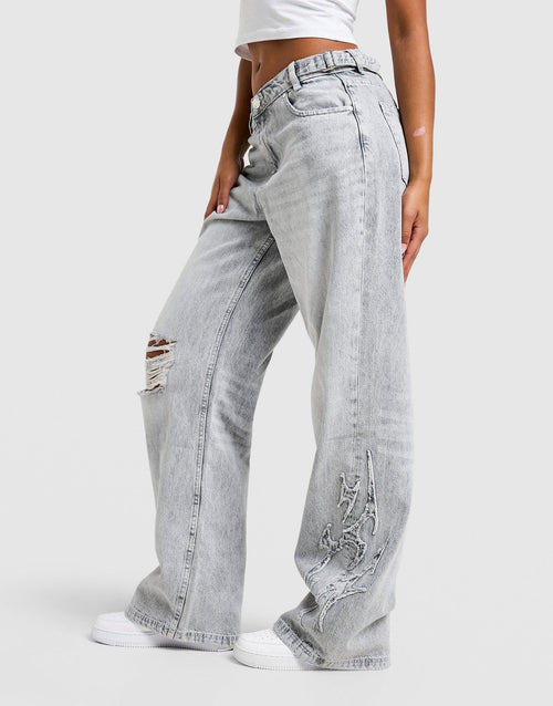 Spark Applique Wide Leg Jeans