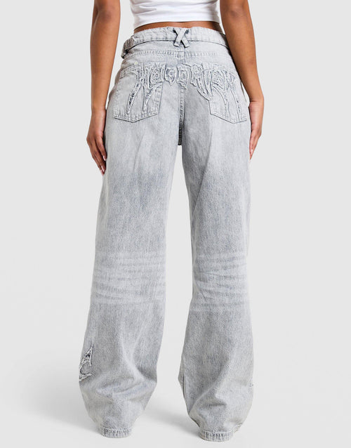 Spark Applique Wide Leg Jeans