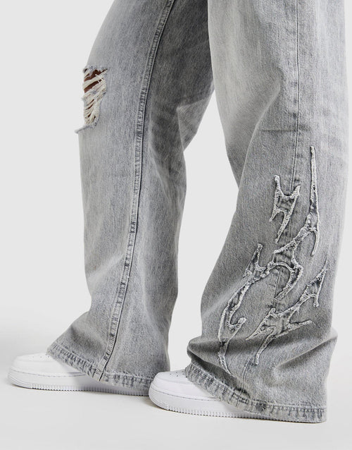 Spark Applique Wide Leg Jeans