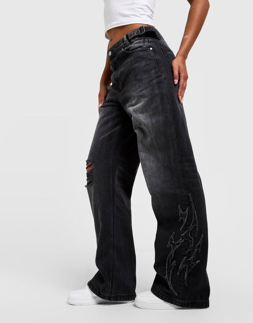 Spark Applique Wide Leg Jeans