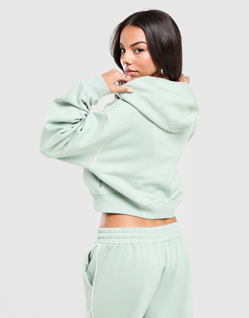 Varsity Crop Full Zip Hoodie