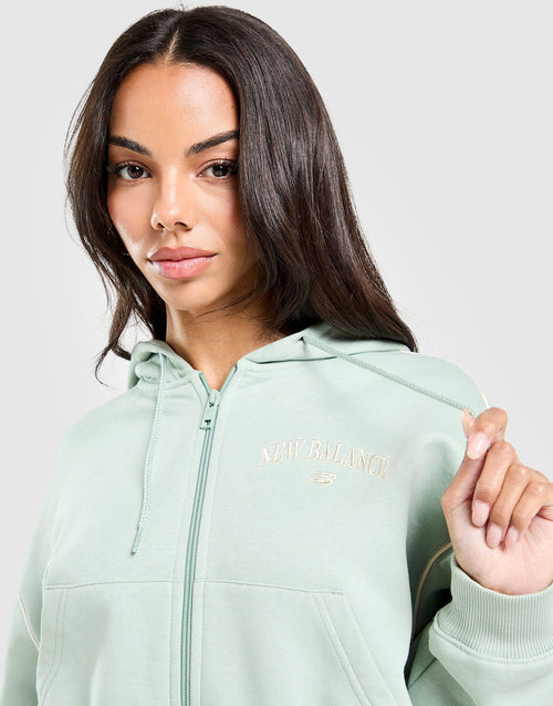 Varsity Crop Full Zip Hoodie
