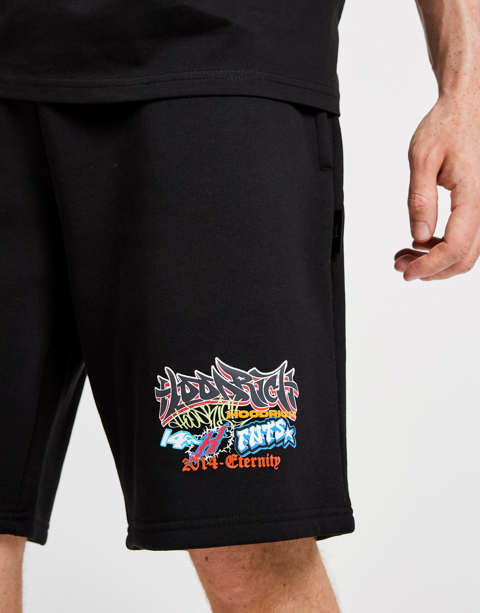 Black Hoodrich Graffiti Rave Shorts - JD Sports Singapore