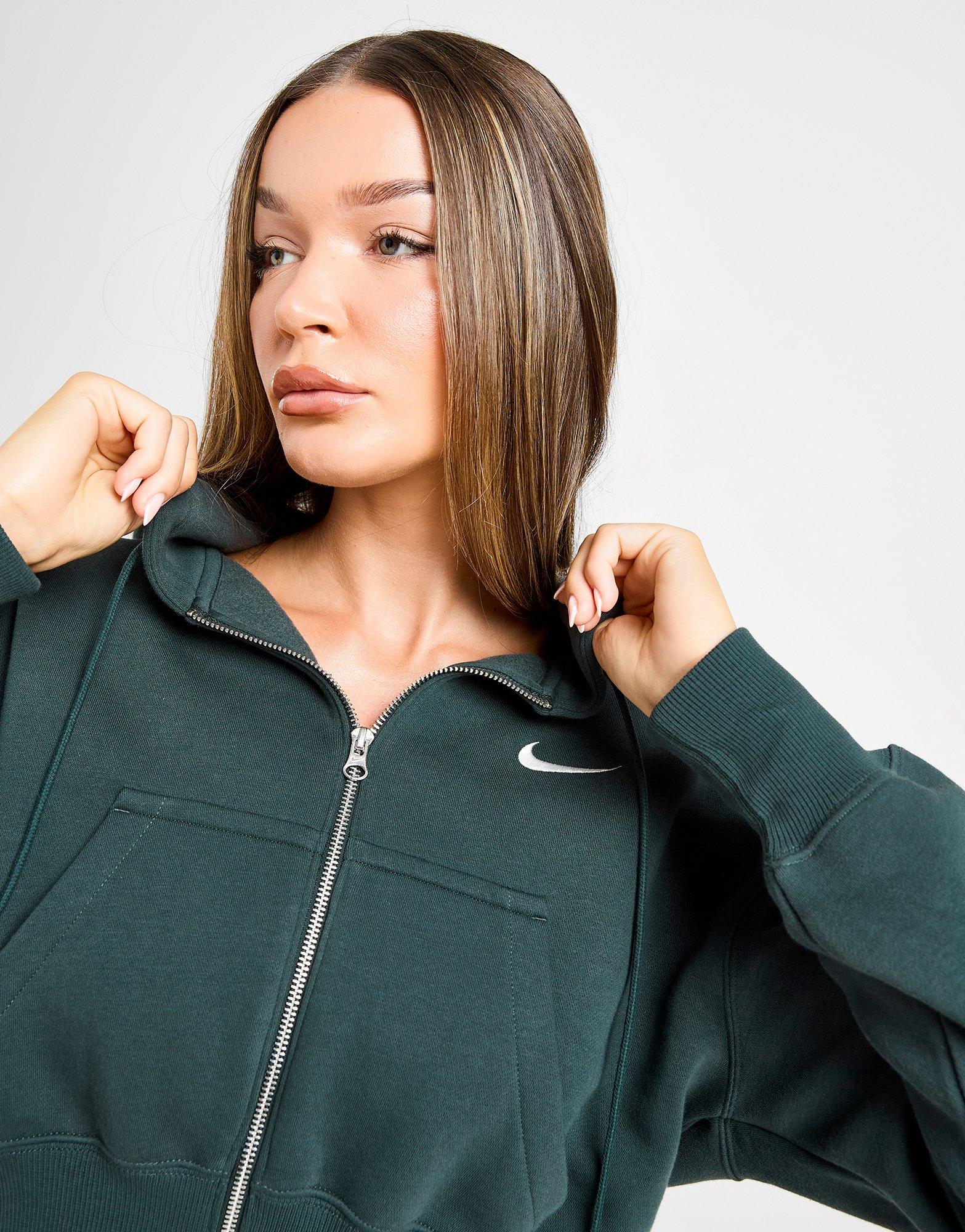 Green Nike Phoenix Crop Full Zip Hoodie - JD Sports Singapore
