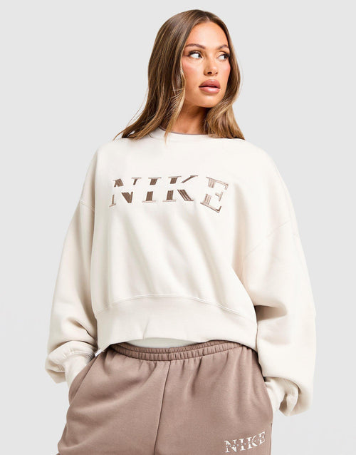 Graphic Swoosh Crop Crew Sweatshirt