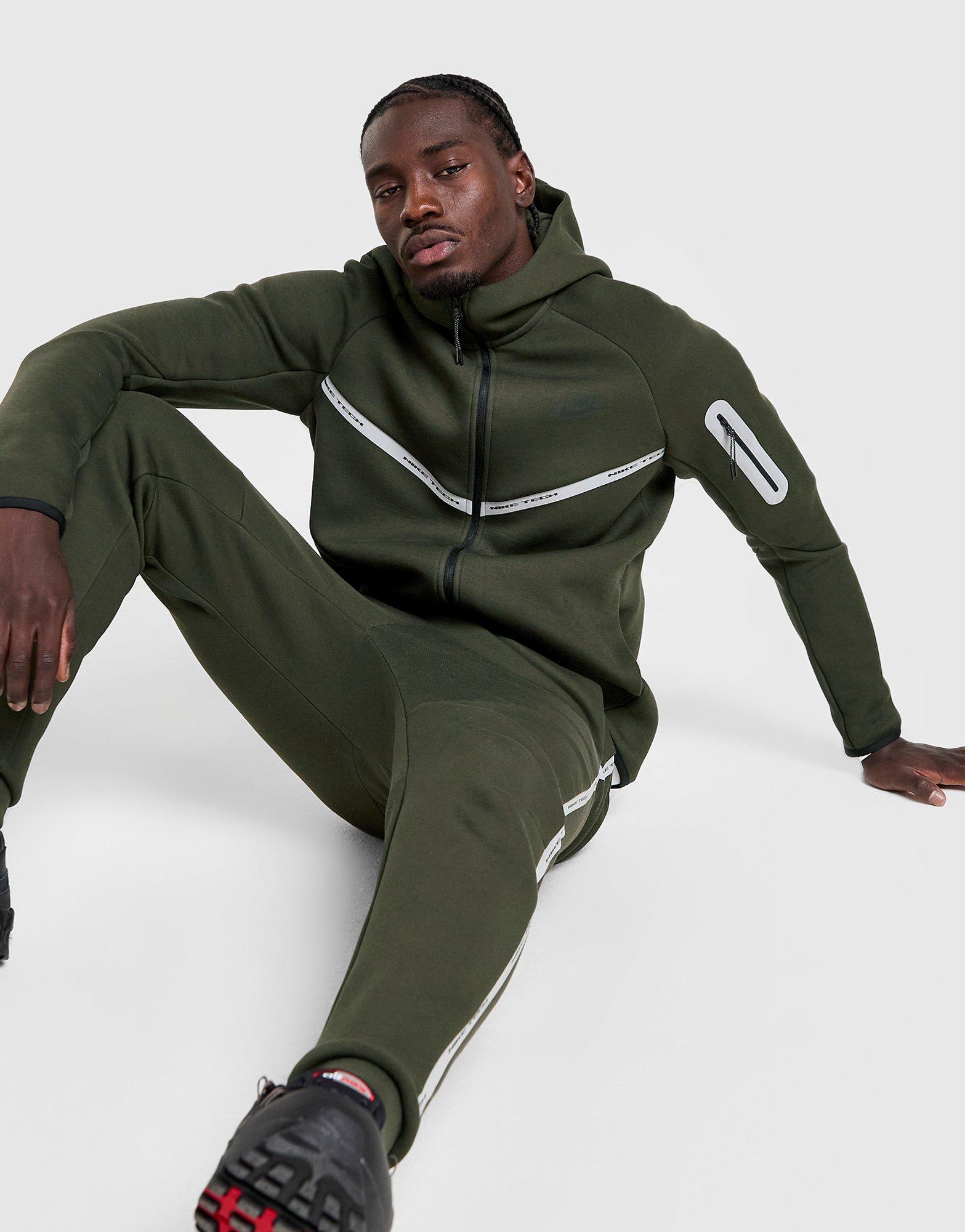 Green Nike Tech Fleece Reflective Full Zip Hoodie - JD Sports