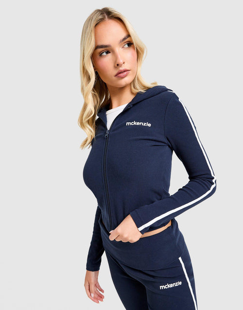 Slim Ribbed Full Zip Hoodie
