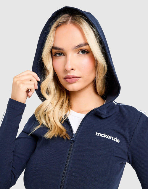Slim Ribbed Full Zip Hoodie