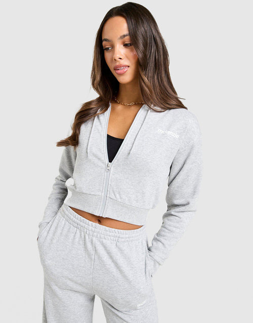 French Terry Crop Full Zip Hoodie