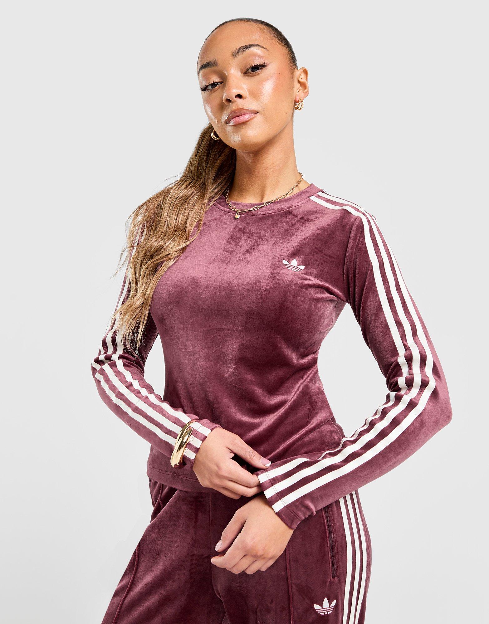 Velour 3-Stripes Long Sleeve T-Shirt