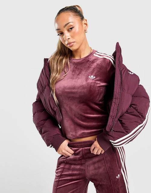 Velour 3-Stripes Long Sleeve T-Shirt