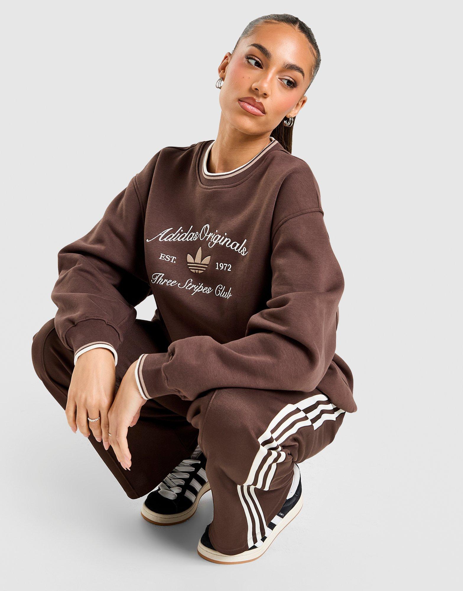 Brown adidas Leisure Club Crew Sweatshirt - JD Sports Singapore