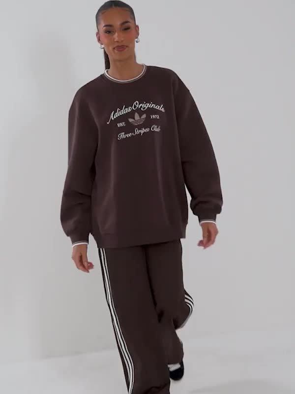 Brown adidas Leisure Club Crew Sweatshirt - JD Sports Singapore