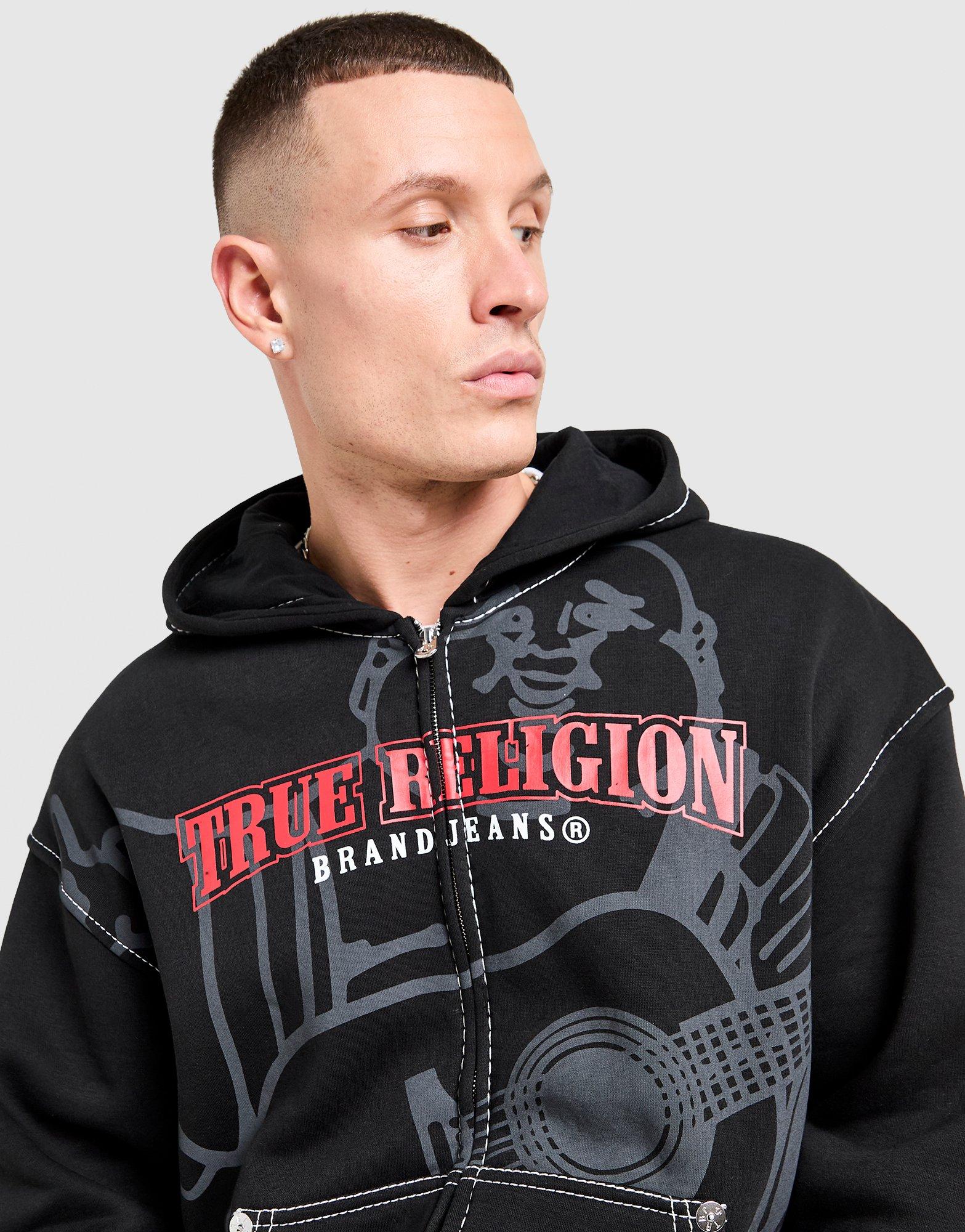Black True Religion Cinch Full Zip Hoodie - JD Sports Singapore