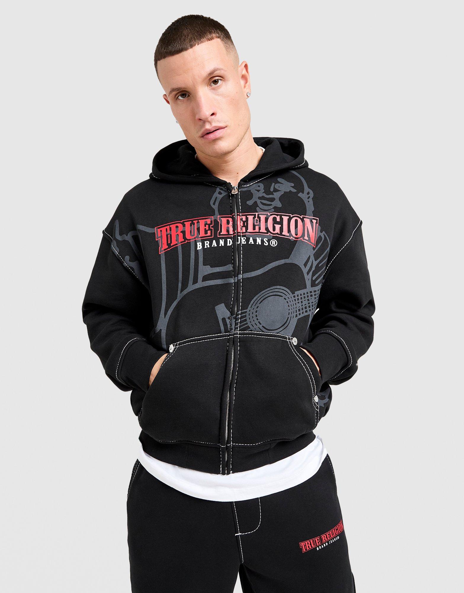 Black True Religion Cinch Full Zip Hoodie - JD Sports Singapore