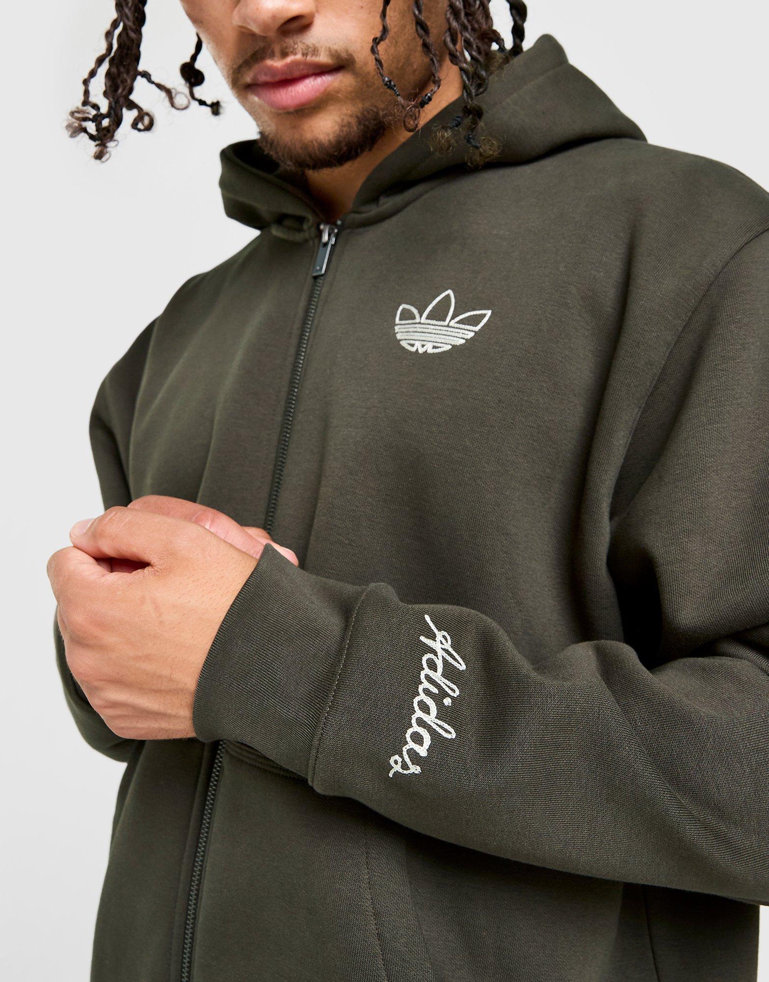 Green adidas Chain Stitch Full Zip Hoodie - JD Sports Singapore