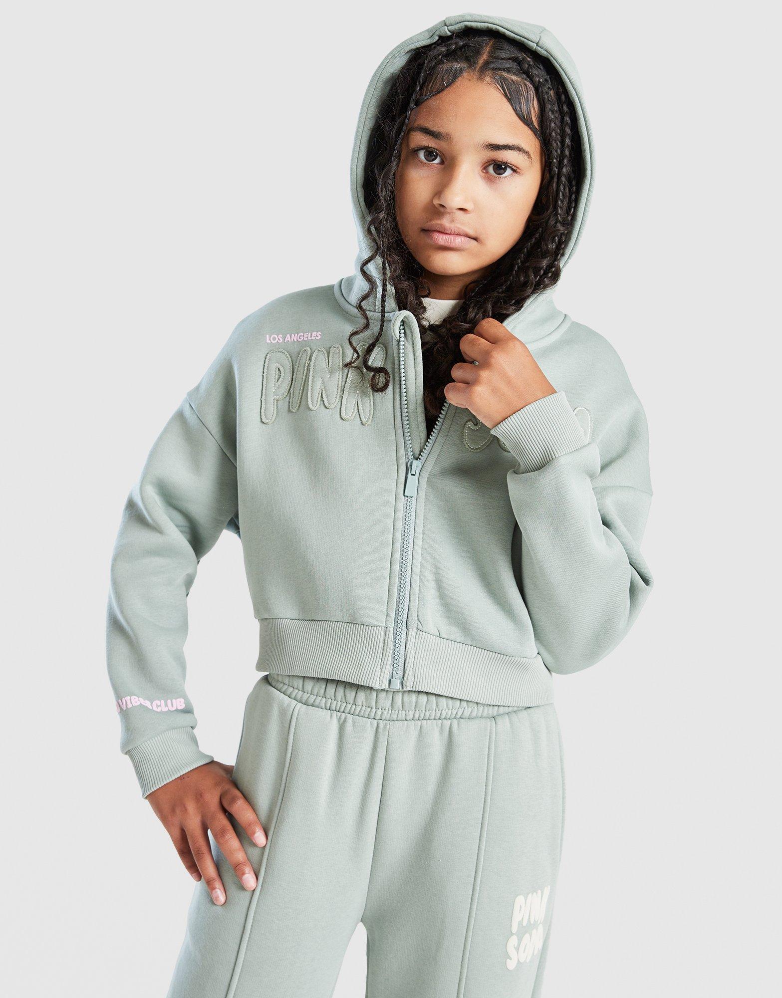 Sage Crop Full Zip Hoodie Junior's