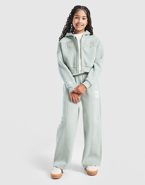 Sage Crop Full Zip Hoodie Junior's