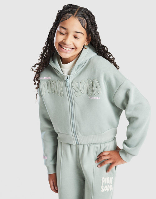 Sage Crop Full Zip Hoodie Junior's