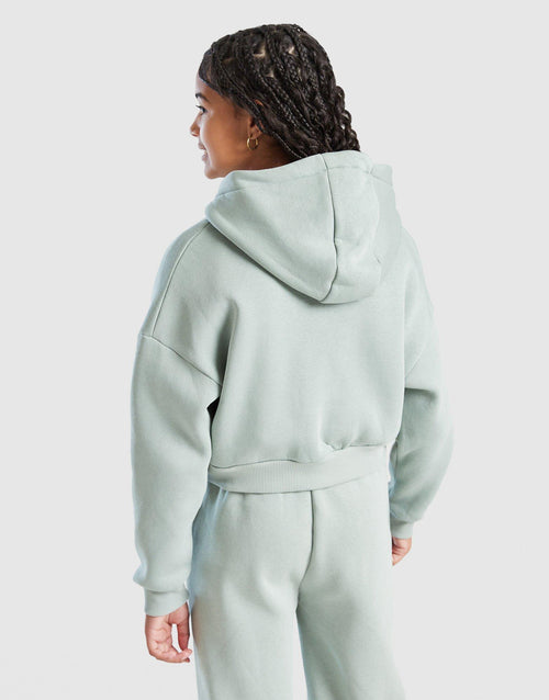 Sage Crop Full Zip Hoodie Junior's