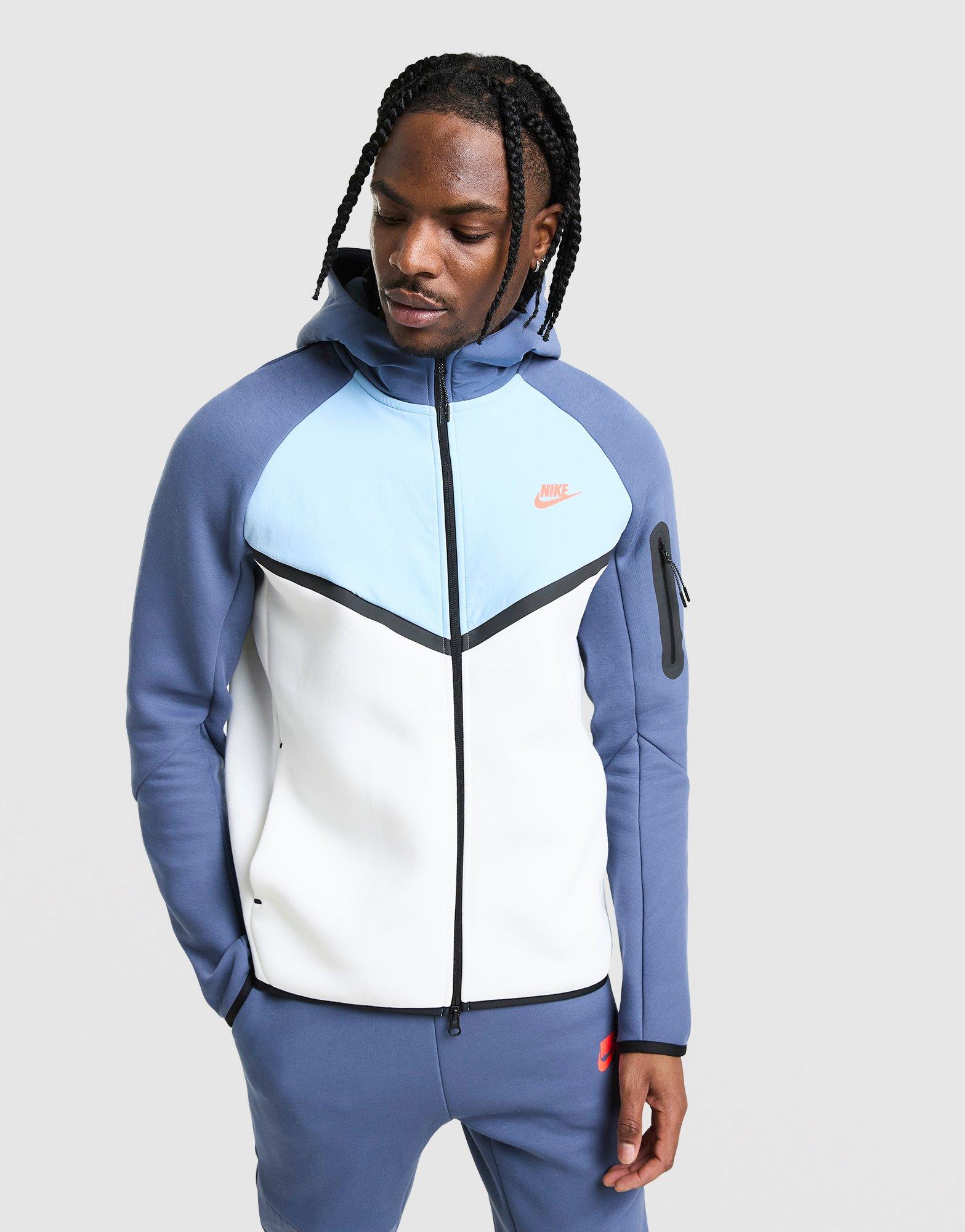 White Nike Tech Mix Full Zip Hoodie - JD Sports Singapore
