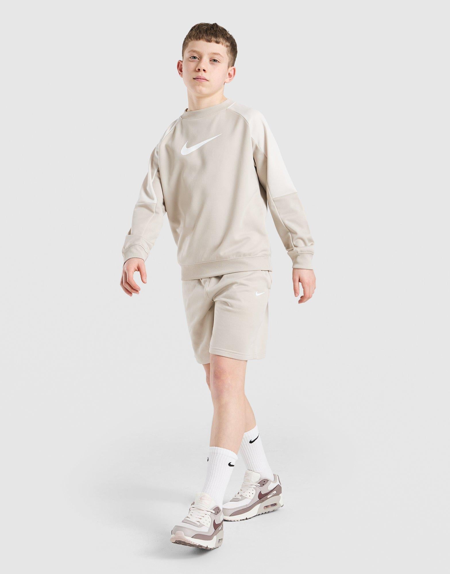 Poly Crew Sweatshirt/Shorts Set Junior