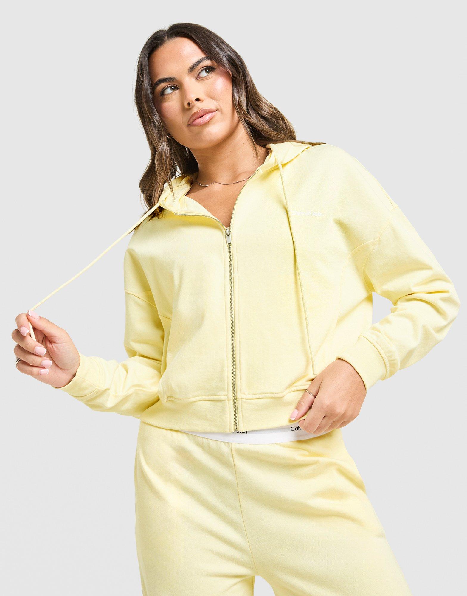 Yellow Calvin Klein Full Zip Fleece Hoodie - JD Sports Singapore