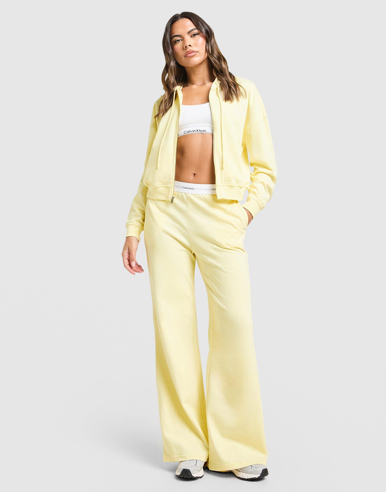 Yellow Calvin Klein Full Zip Fleece Hoodie - JD Sports Singapore